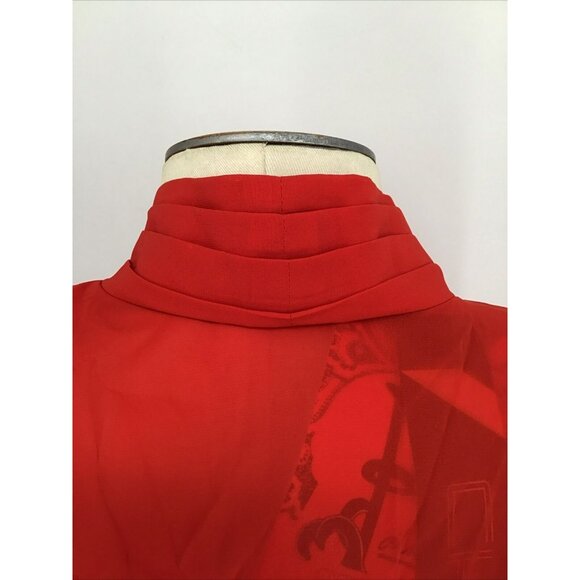 Impressions of California Sheer Red Blouse Half Button #018 - Picture 4 of 8